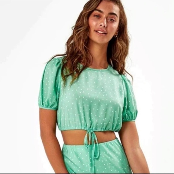 Charlie Holiday Stellar Green Polka Dot Top Size 6 - Picture 5 of 12